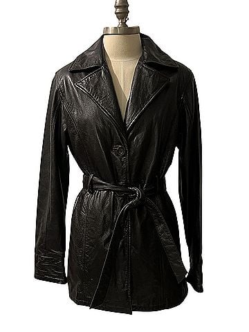 Wilsons Leather Belted Brown Notch Collar Removable Liner Leather Jacket (view 1)