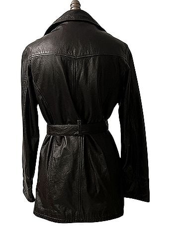 Wilsons Leather Belted Brown Notch Collar Removable Liner Leather Jacket (view 2)