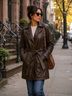 Wilsons Leather Belted Brown Notch Collar Removable Liner Leather Jacket - photo 10