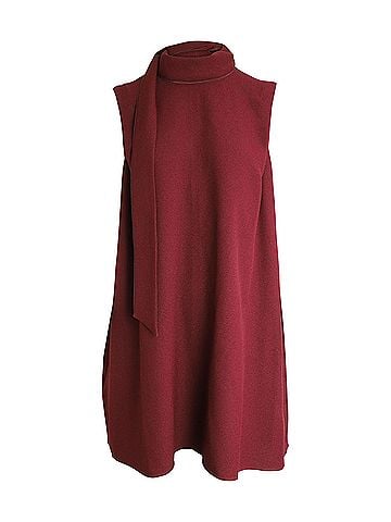 Victoria Beckham Victoria Victoria Beckham Tie-neck Sleeveless Flared Mini Dress in Maroon Polyester (view 1)