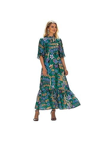 Oliphant Flirty Mock Neck Maxi Casual Dress (view 1)