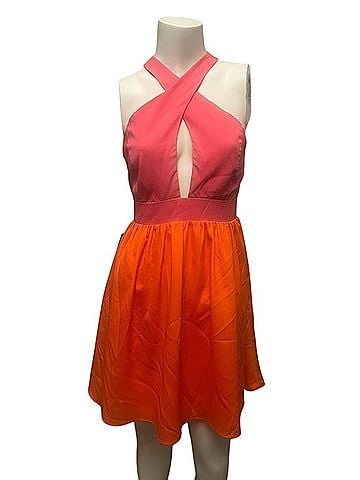 Bebe Colorblock Fit and Flare Dress Casual Dress (view 1)