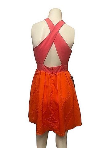 Bebe Colorblock Fit and Flare Dress Casual Dress (view 2)