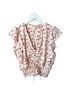 Monteau 100% Polyester Floral White Red Pink Yellow Short Sleeve Blouse Size S - photo 1