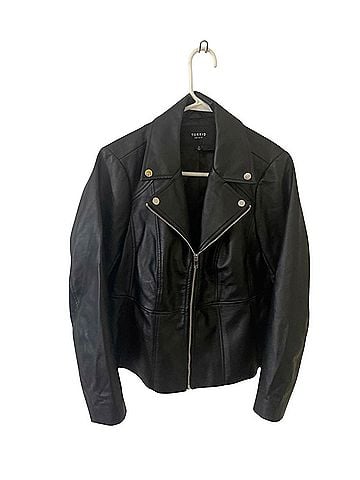 Torrid Black Faux Leather Full Zip Leather Jacket (view 1)
