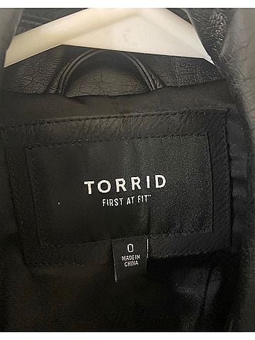 Torrid Black Faux Leather Full Zip Leather Jacket (view 2)