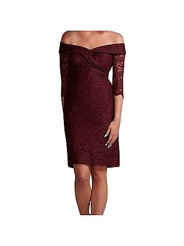 Oleg Cassini Off-the-Shoulder Lace Sheath Dress Cocktail Dress (view 1)