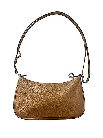 Longchamp Le Foulonne Pebbled Leather Slim Baguette Silver Hardware Adjustable Strap Y2K Leather Shoulder Bag (view 2)