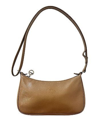 Longchamp Le Foulonne Pebbled Leather Slim Baguette Silver Hardware Adjustable Strap Y2K Leather Shoulder Bag (view 1)