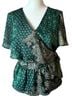 Guess 100% Polyester Paisley Floral Green Short Sleeve T-Shirt Size L - photo 1