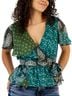 Guess 100% Polyester Paisley Floral Green Short Sleeve T-Shirt Size L - photo 5
