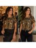 Chico's 100% Polyester Animal Print Brown Black Gold Short Sleeve Blouse Size S - photo 12