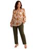 Rose + Olive 100% Polyester Floral Multi Color Long Sleeve Blouse Size L - photo 1