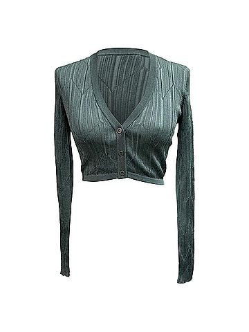 Missoni Missoni Stripe-Knit Cropped Cardigan in Green Viscose (view 1)