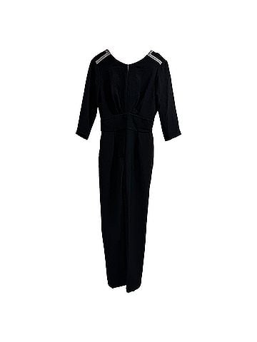BA&SH Ba&amp;sh Crew Neck Jumpsuit in Black Polyester (view 1)
