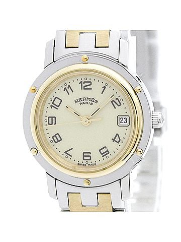 Hermès HERMES Clipper Gold Plated Steel Quartz Ladies Watch CL4.220 Polished (view 1)