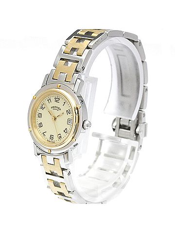 Hermès HERMES Clipper Gold Plated Steel Quartz Ladies Watch CL4.220 Polished (view 2)