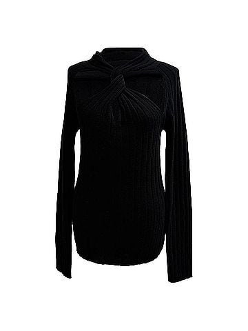 Versace Versace Ribbed Twisted Sweater in Black Wool (view 1)