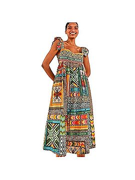 FARM Rio Banana Scarves Yawanawa Embellished Midi Dress Casual Dress (view 1)