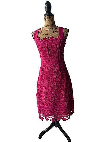 HD in Paris Raspberry Lace Midi Dress Casual Dress (view 1)