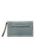Valentino 100% Leather Blue Leather Rockstud Flap Clutch One size - photo 1