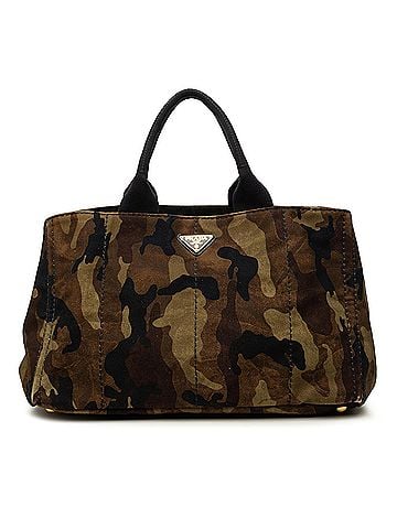 Prada Large Canvas Canapa Camouflage Stampata Tote (view 1)