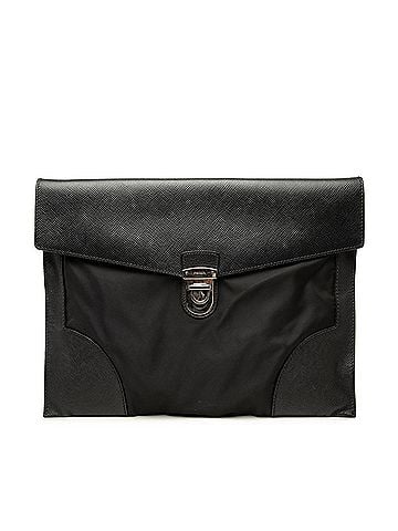 Prada Saffiano Trimmed Tessuto Clutch (view 1)