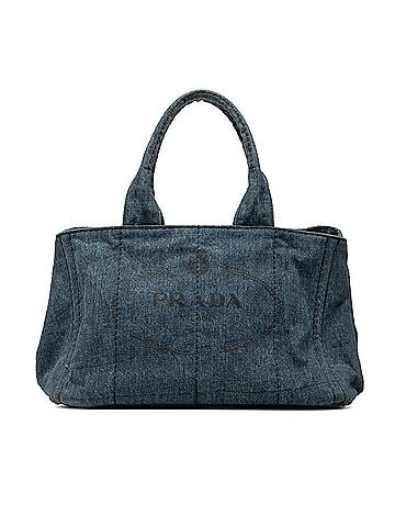 Prada Denim Canapa Logo Tote (view 1)