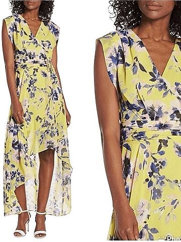Eliza J Floral Print Chiffon High-Low Maxi Dress Casual Dress (view 1)