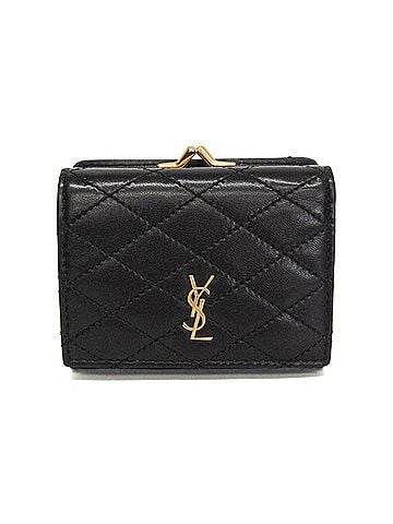 Yves Saint Laurent Yves Saint Laurent Gabby Compact Wallet 734494 Women's Lambskin Wallet (tri-fold) Black (view 1)