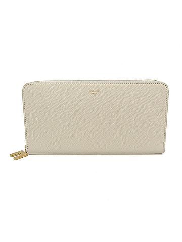 Céline Celine Large Zipped Wallet With Arc De Triomphe Motif Women's Leather Long Wallet (bi-fold) Cream (view 1)