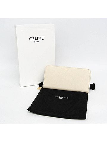 Céline Celine Large Zipped Wallet With Arc De Triomphe Motif Women's Leather Long Wallet (bi-fold) Cream (view 2)