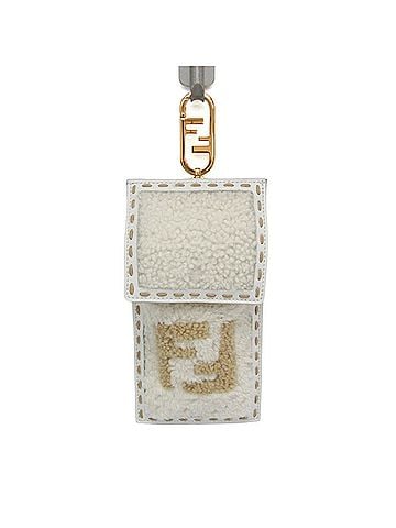 Fendi Fendi Logo Boa Phone Pouch 7AS047 Men,Women Leather,Fur Pouch Beige,White (view 1)
