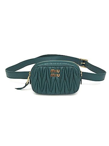 Miu Miu Miu Miu Matelasse Belt Bag Mini 5CC568 Women's Leather Fanny Pack,Sling Bag Green (view 1)