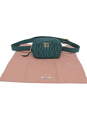 Miu Miu Miu Miu Matelasse Belt Bag Mini 5CC568 Women's Leather Fanny Pack,Sling Bag Green (view 2)