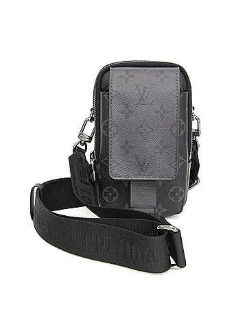 Louis Vuitton Louis Vuitton Monogram Eclipse Reverse Double Phone Pouch M81321 Men's Pouch,Shoulder Bag Black,Gray (view 1)