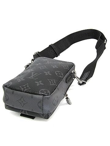 Louis Vuitton Louis Vuitton Monogram Eclipse Reverse Double Phone Pouch M81321 Men's Pouch,Shoulder Bag Black,Gray (view 2)