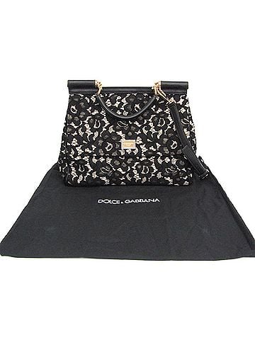 Dolce & Gabbana Dolce &amp; Gabbana Sicily BB4382 Women's Hemp,Cotton Handbag,Shoulder Bag Black,Light Beige (view 2)