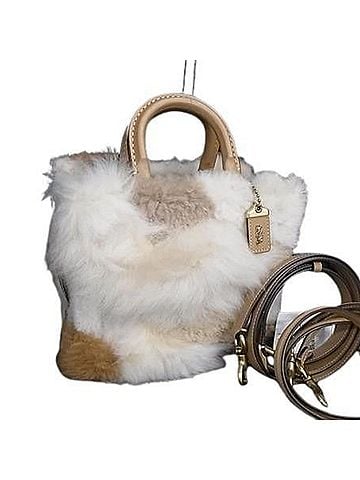 Coach COACH Rogue 20 Patchwork Handbag CN315 Natural Multi Shearling x Glovetanned Leather Women's Shoulder Bag (view 1)