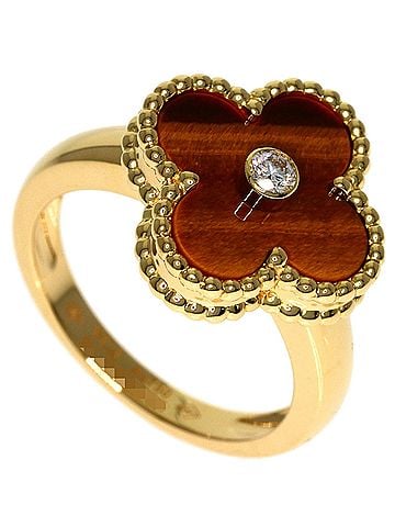 Van Cleef & Arpels Van Cleef &amp; Arpels Vintage Alhambra Tiger's Eye Ring #51, 18K Yellow Gold, Women's. (view 1)