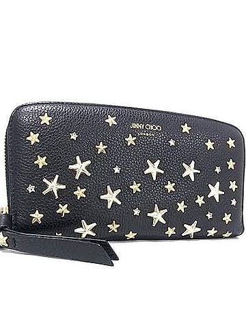 Jimmy Choo JIMMY CHOO Philippa Long Wallet, Black Leather, Women's, Round (view 1)