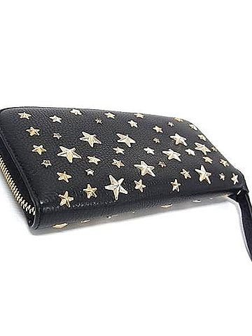 Jimmy Choo JIMMY CHOO Philippa Long Wallet, Black Leather, Women's, Round (view 2)