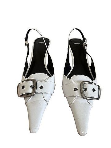 Mango Pointed Slingback Heels with Metallic Buckle Heels (view 1)