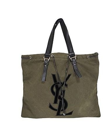 Yves Saint Laurent Yves Saint Laurent Tote Bag, Rive Gauche Kahala 121627, Khaki Brown Canvas Leather, Women's (view 1)