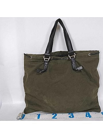 Yves Saint Laurent Yves Saint Laurent Tote Bag, Rive Gauche Kahala 121627, Khaki Brown Canvas Leather, Women's (view 2)