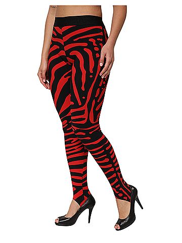 Dolce & Gabbana Black Red Nylon Logo Waisted Leggings Women's Pants (view 2)