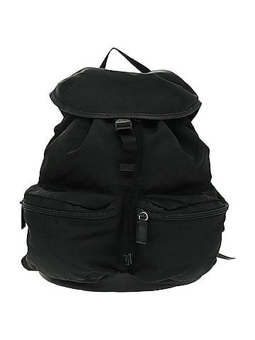 Prada Double Front Pocket Tessuto Black Nylon Backpack Bag (view 1)