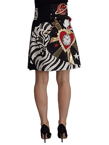 Dolce & Gabbana Black Love Clock Sequined Piano Women's Skirt (view 2)