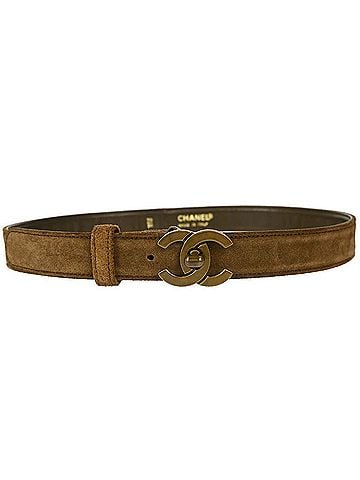 Chanel Cc Turnlock Belt Suede Brown Suede Belts Accessory (view 1)