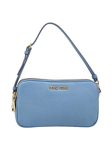 Miu Miu Double Zip Pochette Leather Blue Leather Clutche &amp; Pouche Bag (view 1)